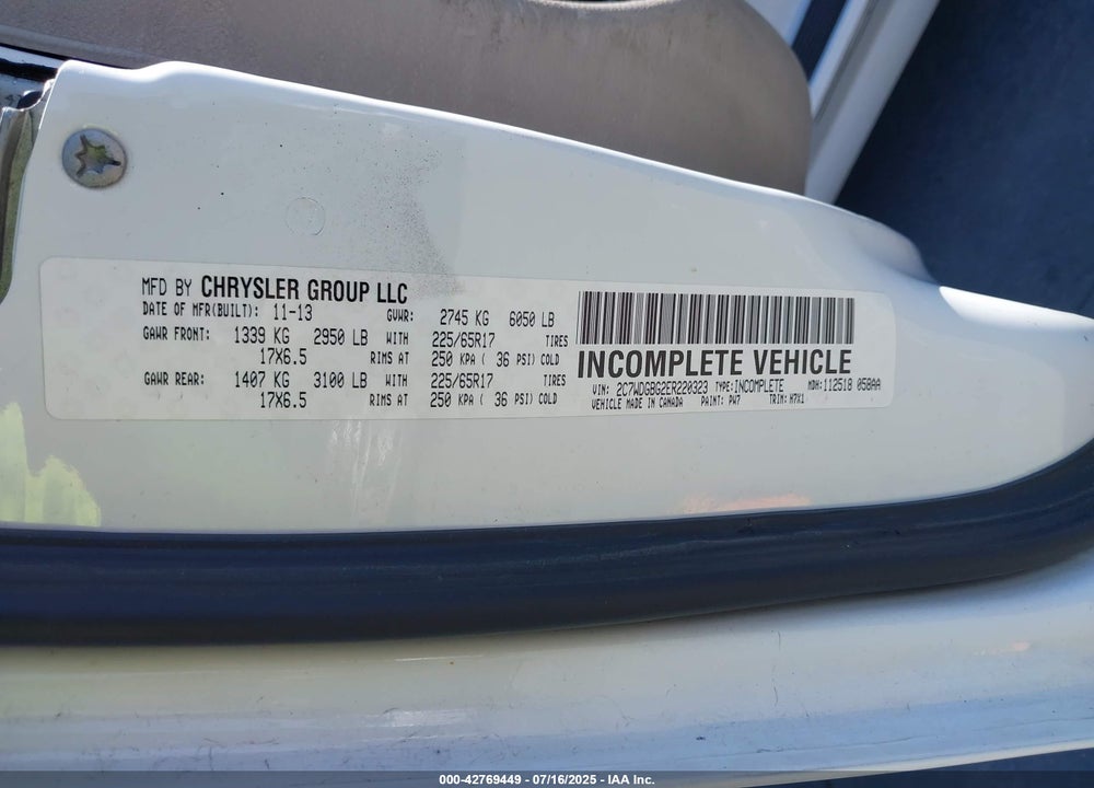 2014 DODGE GRAND CARAVAN SE VIN: 2C7WDGBG2ER220323