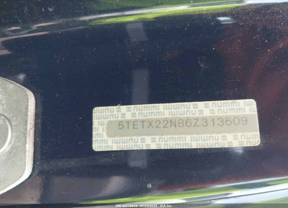 2006 TOYOTA TACOMA VIN: 5TETX22N86Z313609