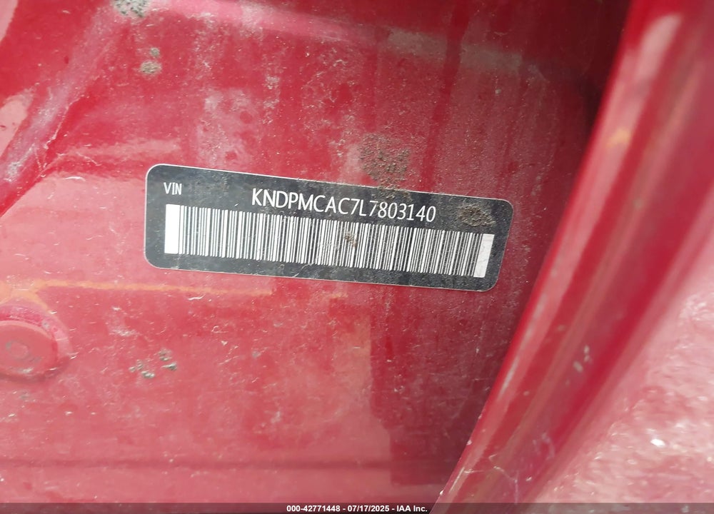 2020 KIA SPORTAGE VIN: KNDPMCAC7L7803140