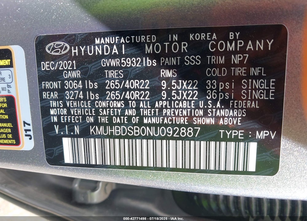 2022 GENESIS GV80 VIN: KMUHBDSB0NU092887