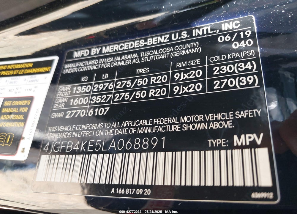 2020 MERCEDES-BENZ GLE 350 4MATIC VIN: 4JGFB4KE5LA068891