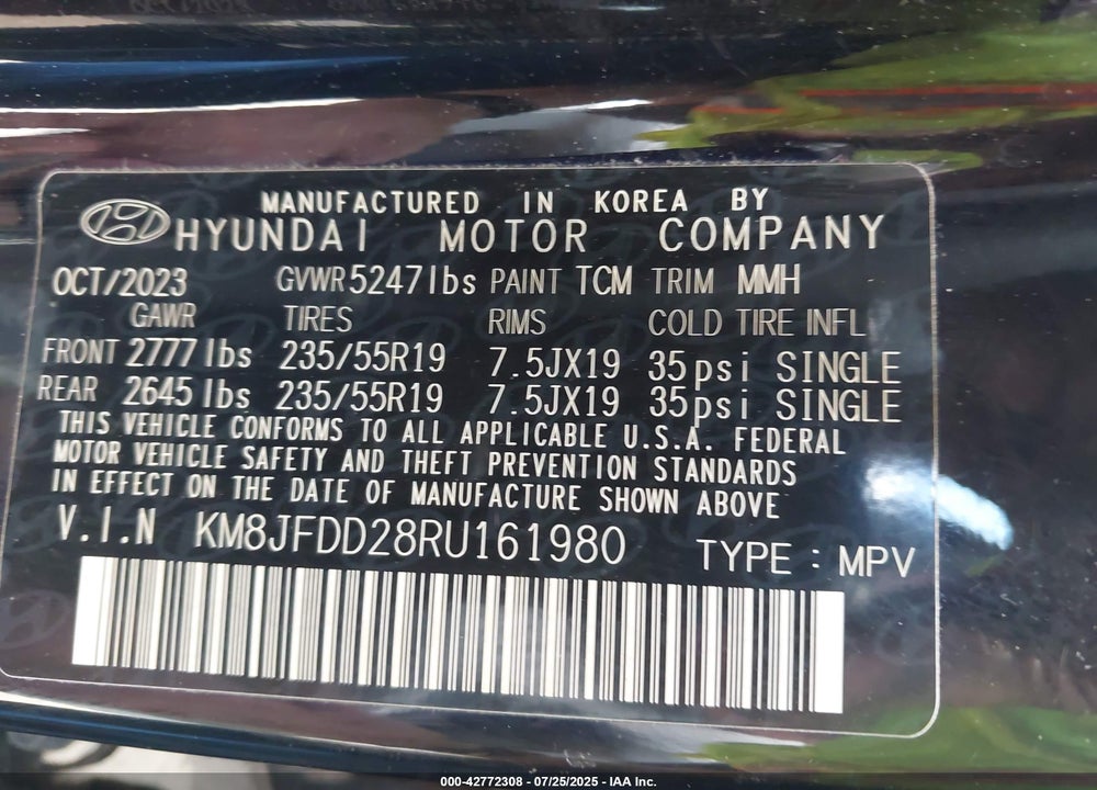 2024 HYUNDAI TUCSON PLUG-IN HYBRID VIN: KM8JFDD28RU161980