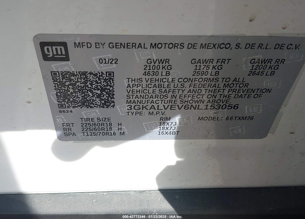 2022 GMC TERRAIN VIN: 3GKALVEV6NL153056