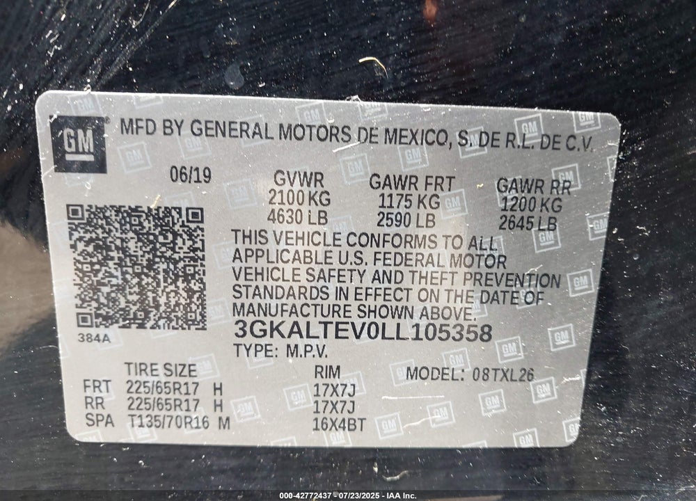 2020 GMC TERRAIN VIN: 3GKALTEV0LL105358