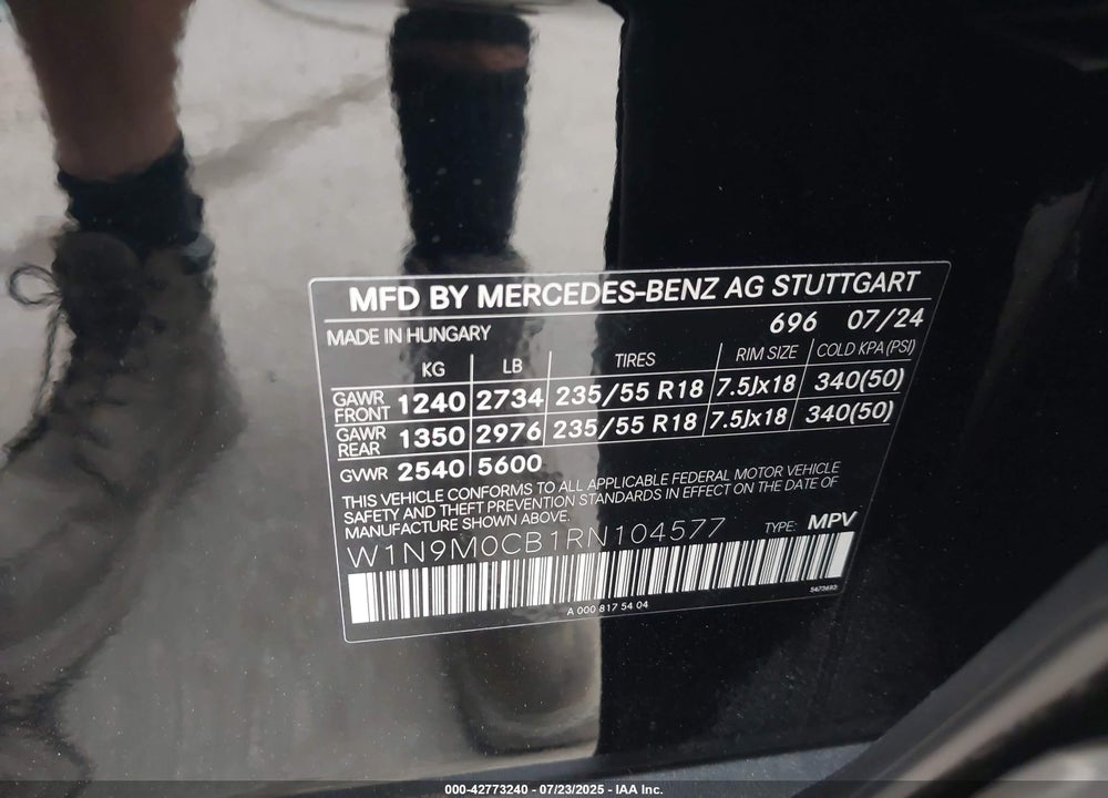 2024 MERCEDES-BENZ EQB 250 SUV VIN: W1N9M0CB1RN104577