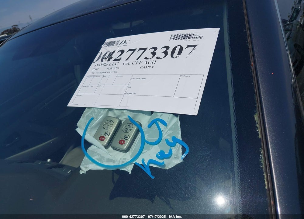 2007 TOYOTA CAMRY HYBRID VIN: JTNBB46K573021398