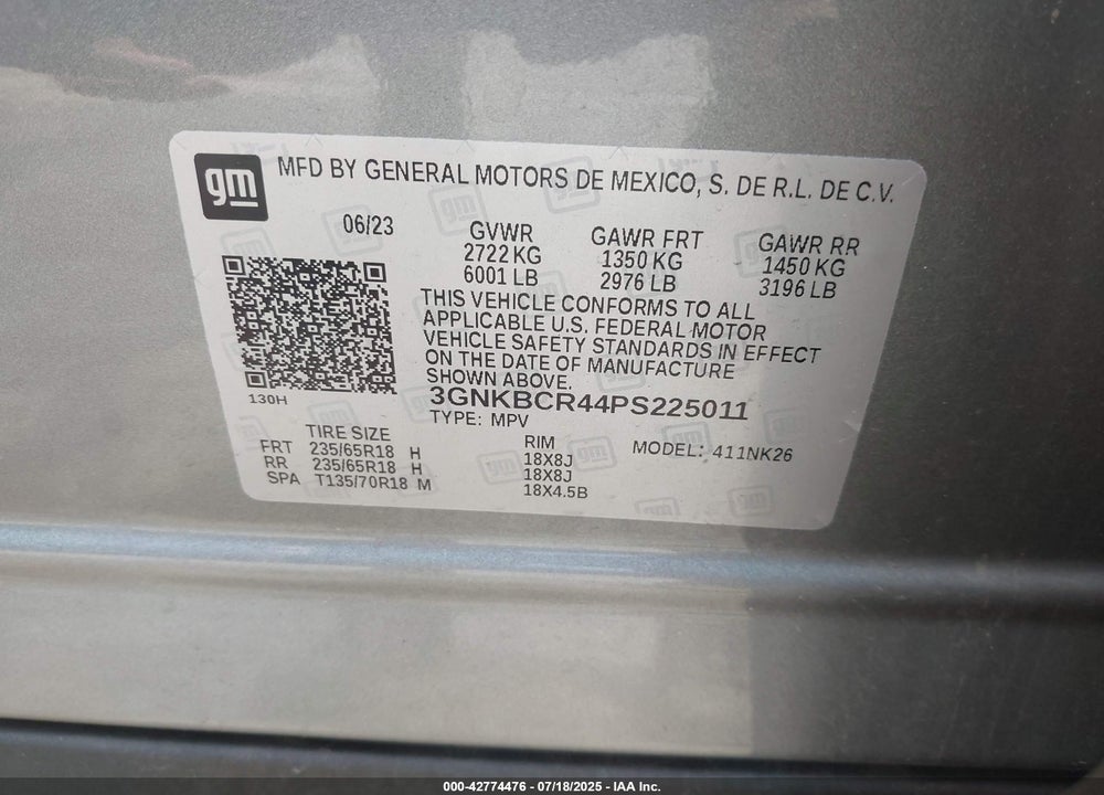 2023 CHEVROLET BLAZER VIN: 3GNKBCR44PS225011