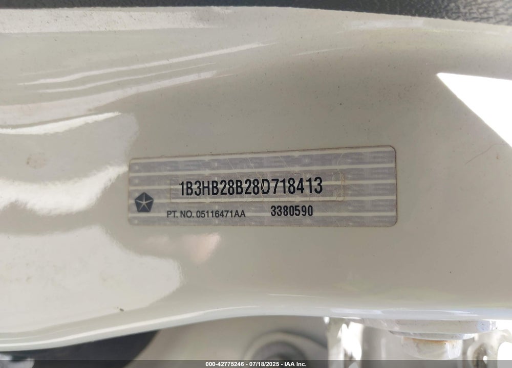 2008 DODGE CALIBER VIN: 1B3HB28B28D718413