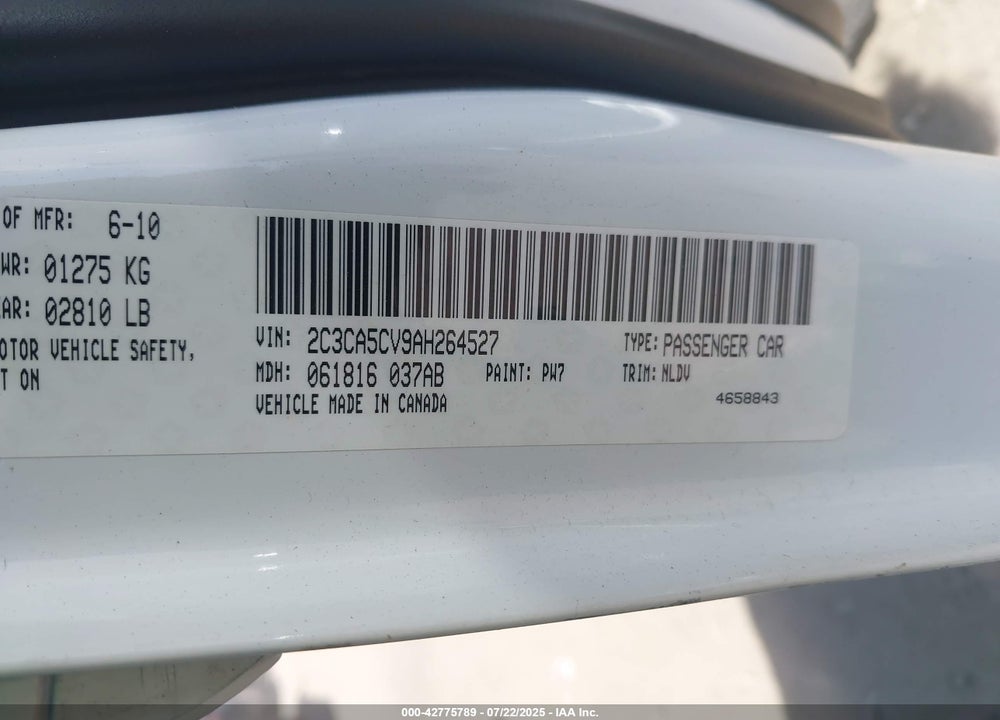 2010 CHRYSLER 300 VIN: 2C3CA5CV9AH264527