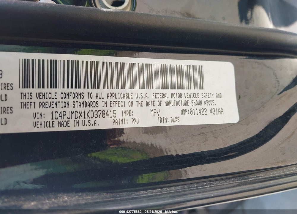 2019 JEEP CHEROKEE VIN: 1C4PJMDX1KD378415