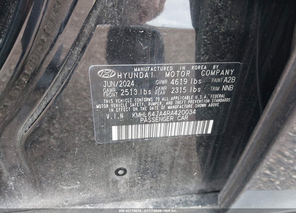 2024 HYUNDAI SONATA VIN: KMHL64JA4RA420034