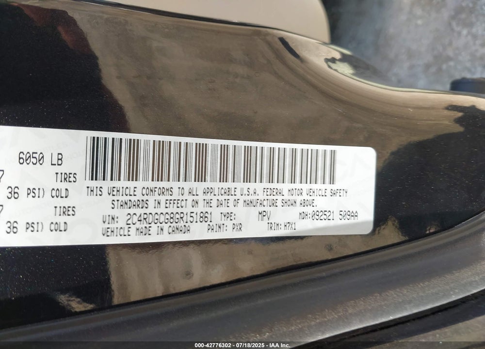 2016 DODGE GRAND CARAVAN SXT VIN: 2C4RDGCG8GR151861