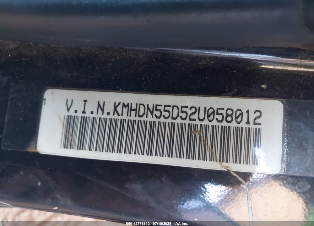 2002 HYUNDAI ELANTRA VIN: KMHDN55D52U058012