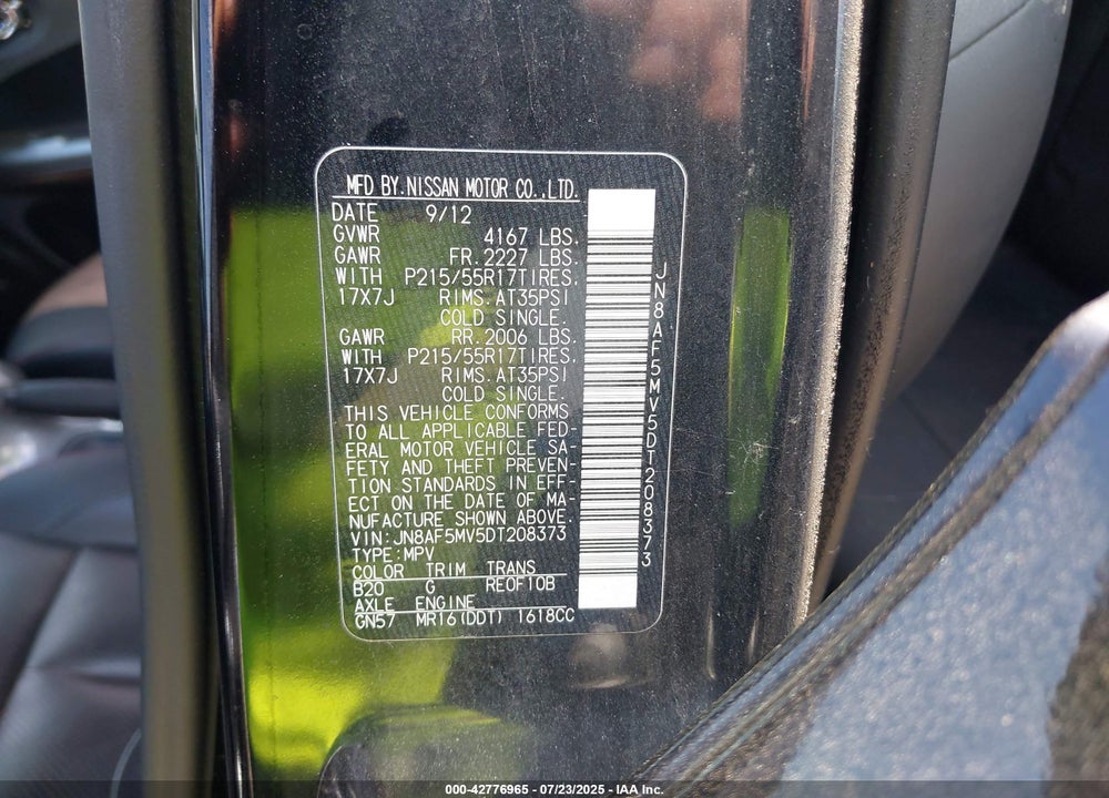 2013 NISSAN JUKE VIN: JN8AF5MV5DT208373