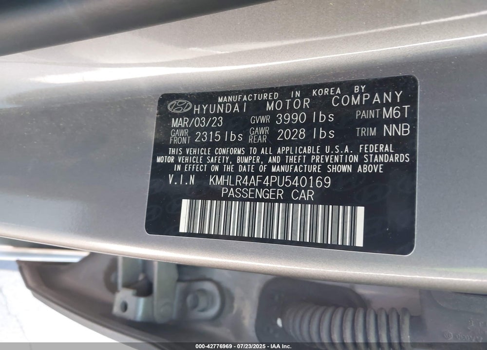 2023 HYUNDAI ELANTRA VIN: KMHLR4AF4PU540169