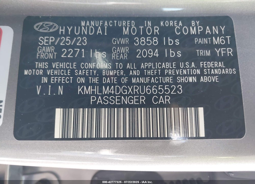 2024 HYUNDAI ELANTRA VIN: KMHLM4DGXRU665523