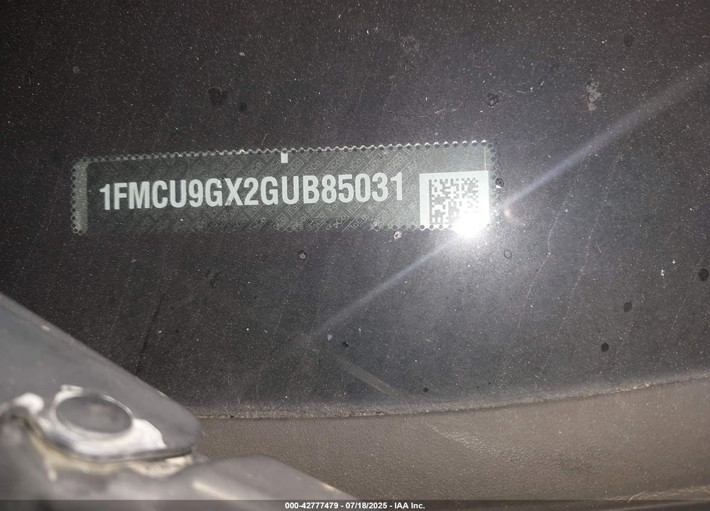 2016 FORD ESCAPE SE VIN: 1FMCU9GX2GUB85031