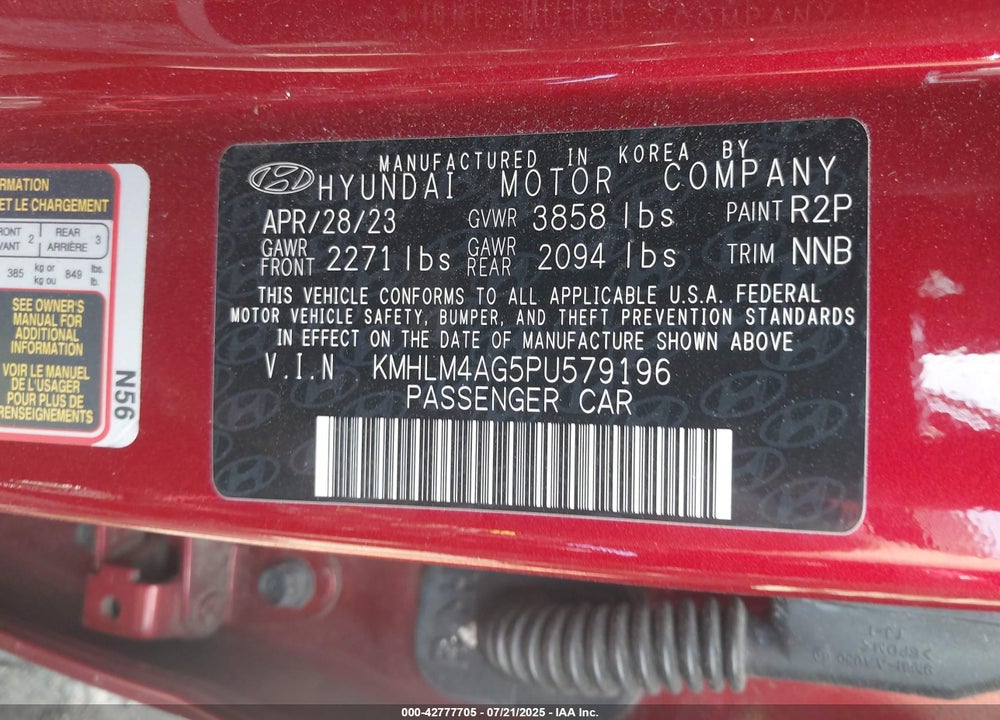 2023 HYUNDAI ELANTRA SEL VIN: KMHLM4AG5PU579196