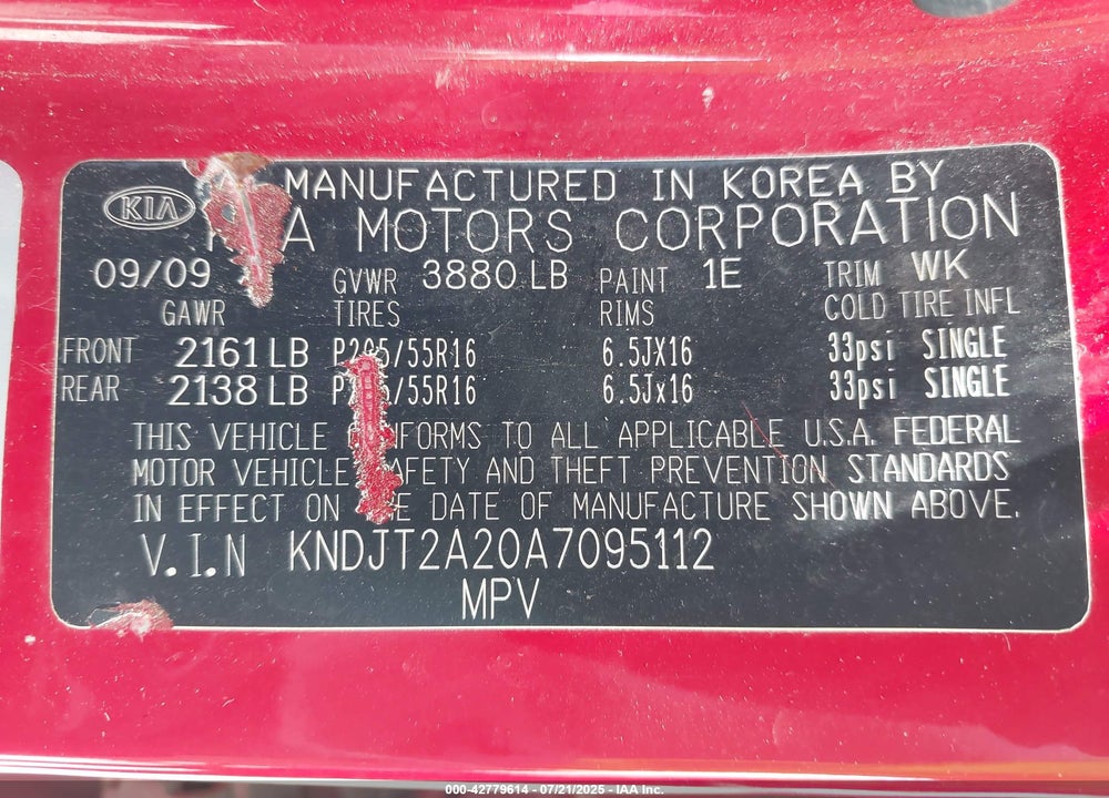 2010 KIA SOUL VIN: KNDJT2A20A7095112