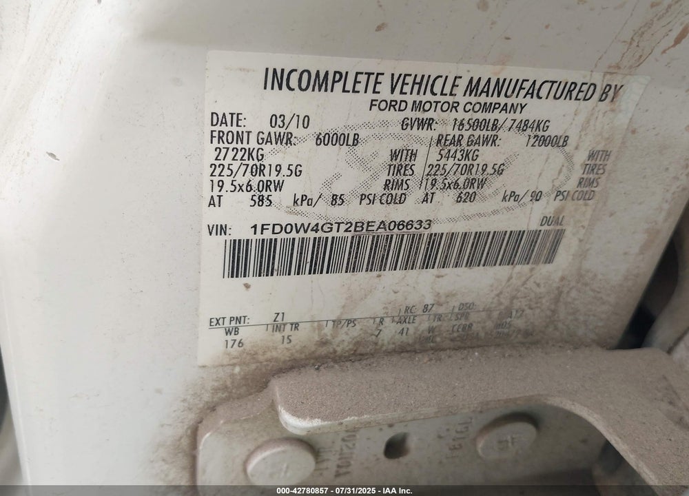 2011 FORD F-450 CHASSIS XL VIN: 1FD0W4GT2BEA06633