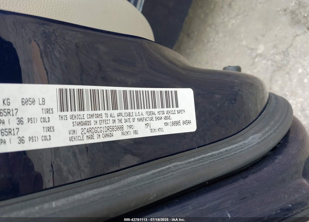2013 DODGE GRAND CARAVAN SXT VIN: 2C4RDGCG1DR583008