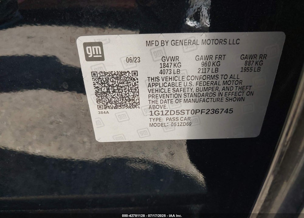 2023 CHEVROLET MALIBU VIN: 1G1ZD5ST0PF236745