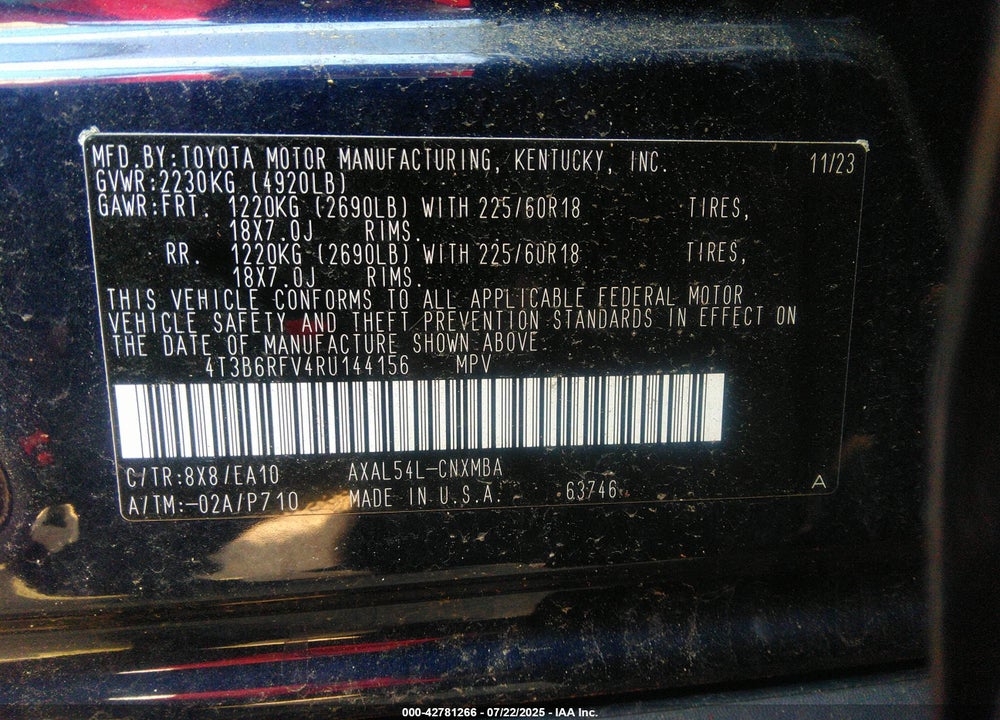 2024 TOYOTA RAV4 HYBRID VIN: 4T3B6RFV4RU144156