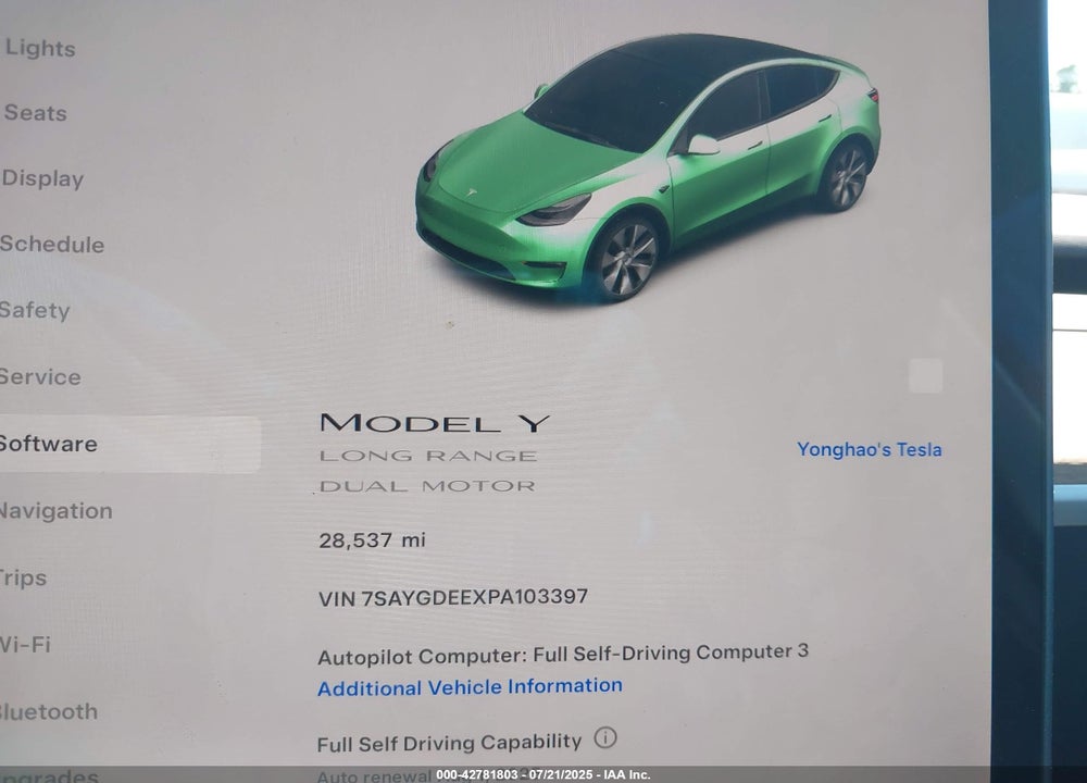 2023 TESLA MODEL Y VIN: 7SAYGDEEXPA103397