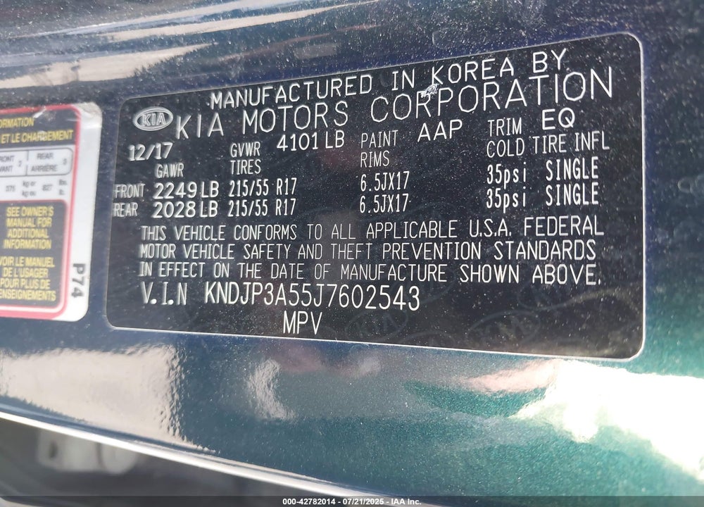 2018 KIA SOUL VIN: KNDJP3A55J7602543