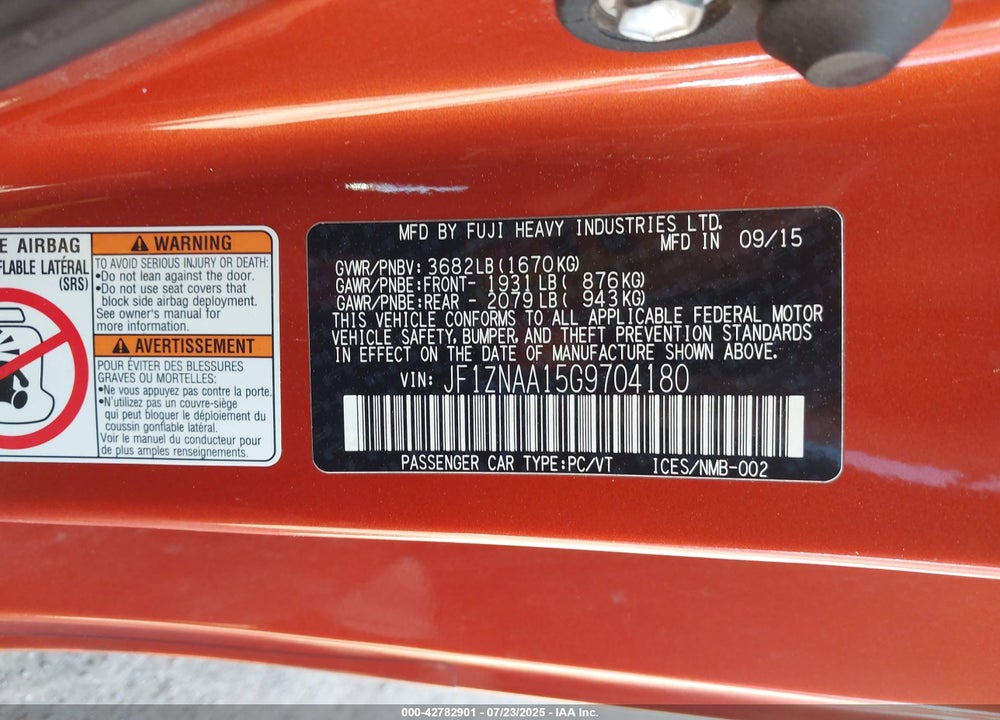 2016 SCION FR-S VIN: JF1ZNAA15G9704180