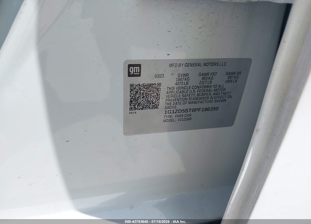 2023 CHEVROLET MALIBU VIN: 1G1ZD5ST0PF186350