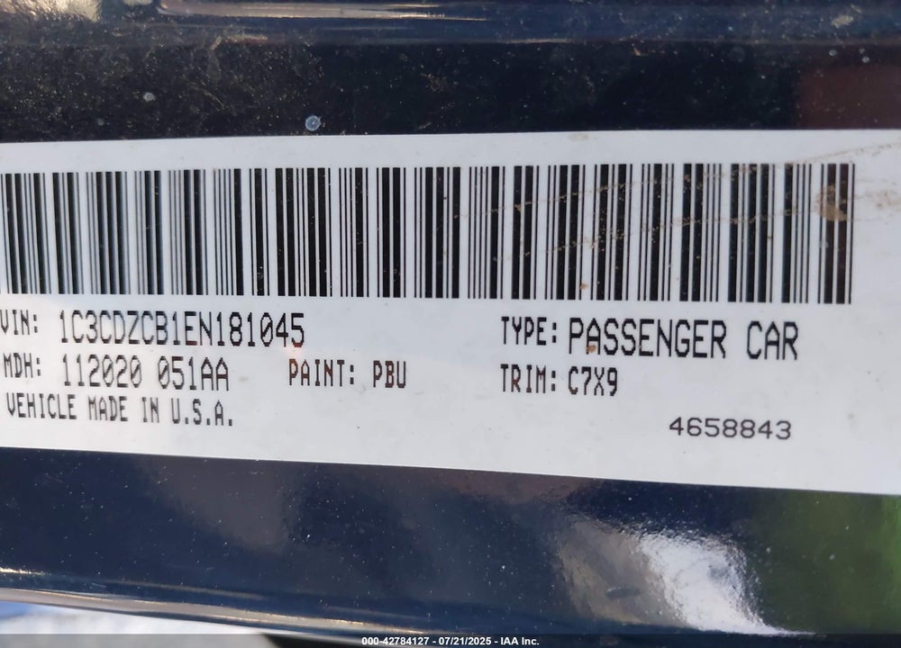 2014 DODGE AVENGER VIN: 1C3CDZCB1EN181045