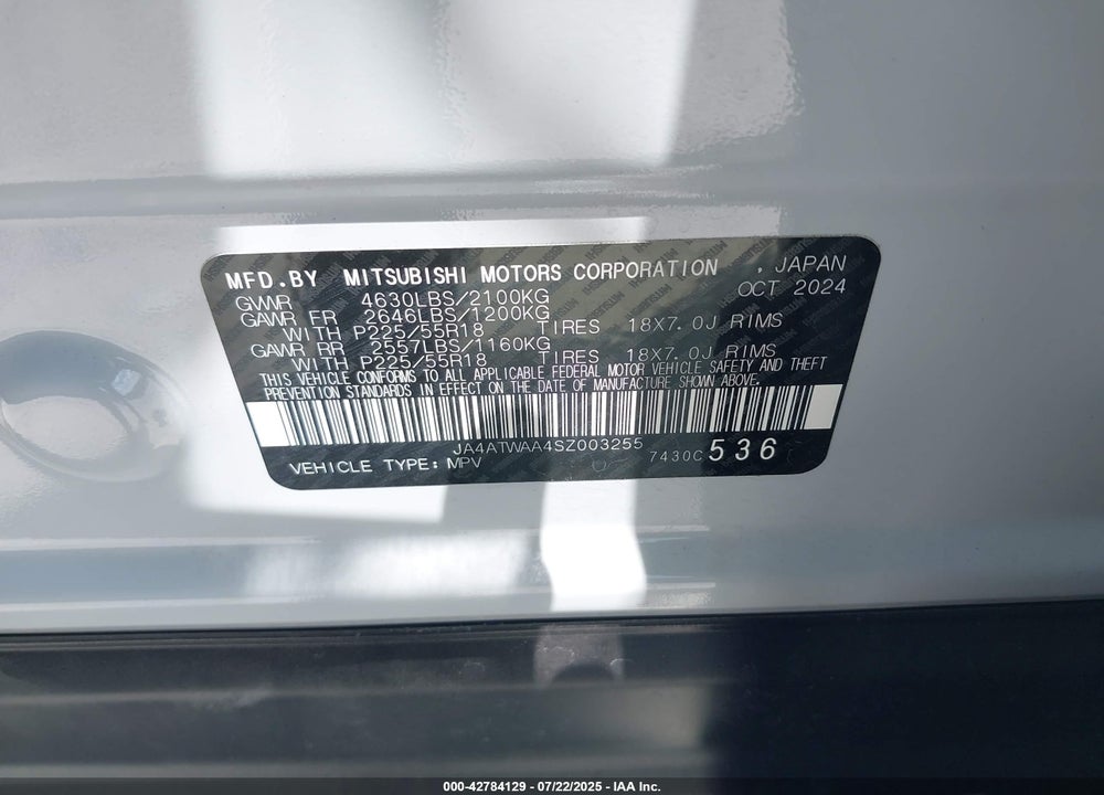 2025 MITSUBISHI ECLIPSE CROSS VIN: JA4ATWAA4SZ003255