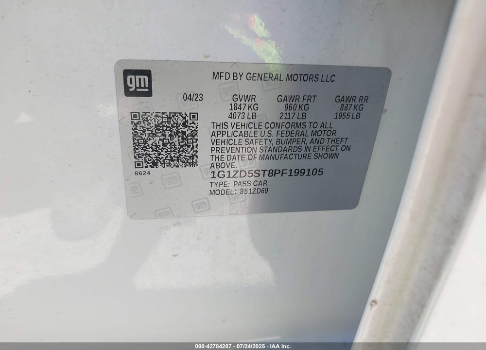 2023 CHEVROLET MALIBU VIN: 1G1ZD5ST8PF199105