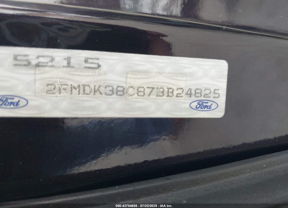 2007 FORD EDGE VIN: 2FMDK38C87BB24825