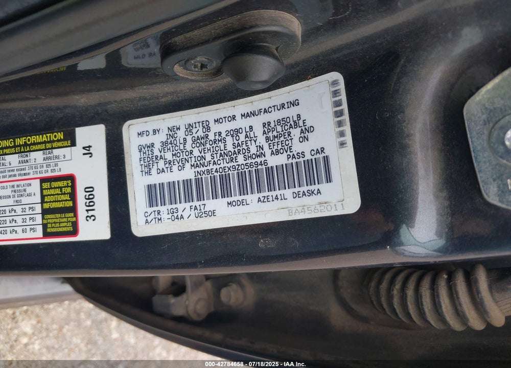 2009 TOYOTA COROLLA VIN: 1NXBE40EX9Z056946