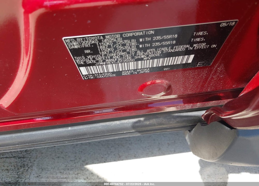 2018 TOYOTA RAV4 VIN: JTMNFREV1JD125550