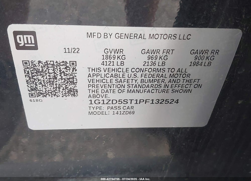 2023 CHEVROLET MALIBU VIN: 1G1ZD5ST1PF132524