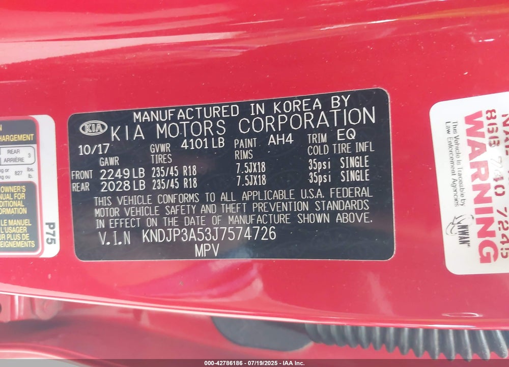 2018 KIA SOUL VIN: KNDJP3A53J7574726
