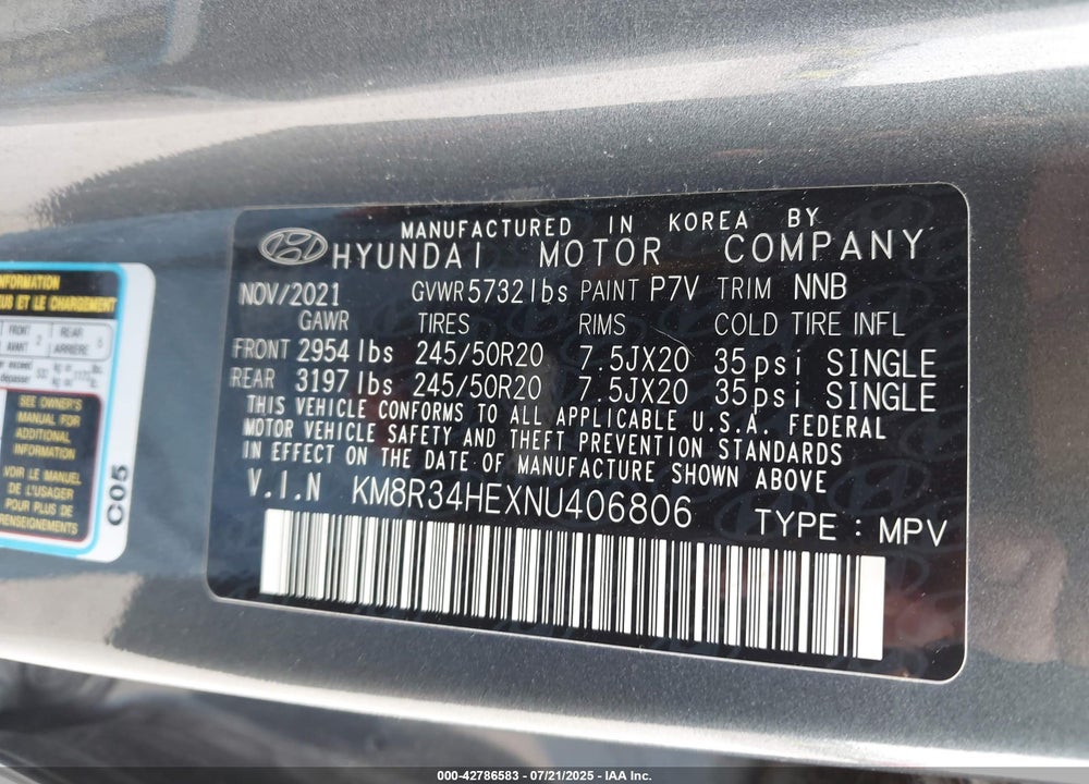 2022 HYUNDAI PALISADE VIN: KM8R34HEXNU406806