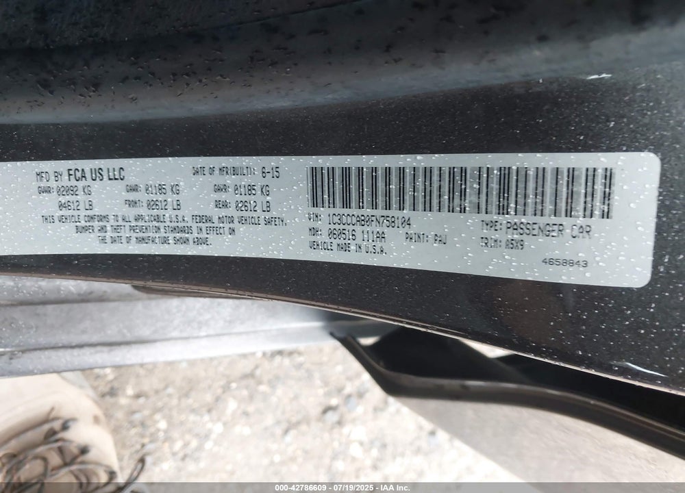 2015 CHRYSLER 200 VIN: 1C3CCCAB0FN758104