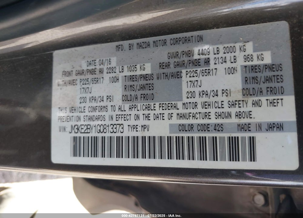 2016 MAZDA CX-5 VIN: JM3KE2BY1G0813373