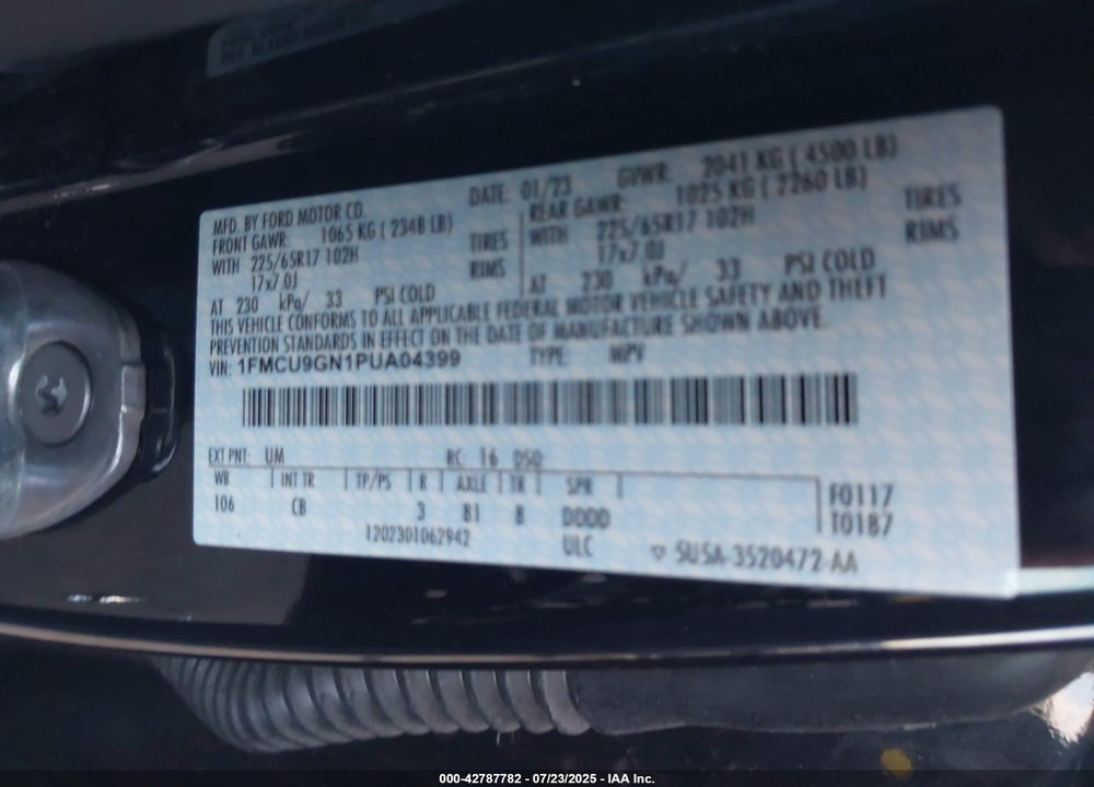 2023 FORD ESCAPE VIN: 1FMCU9GN1PUA04399