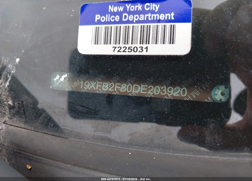 2013 HONDA CIVIC VIN: 19XFB2F80DE203920