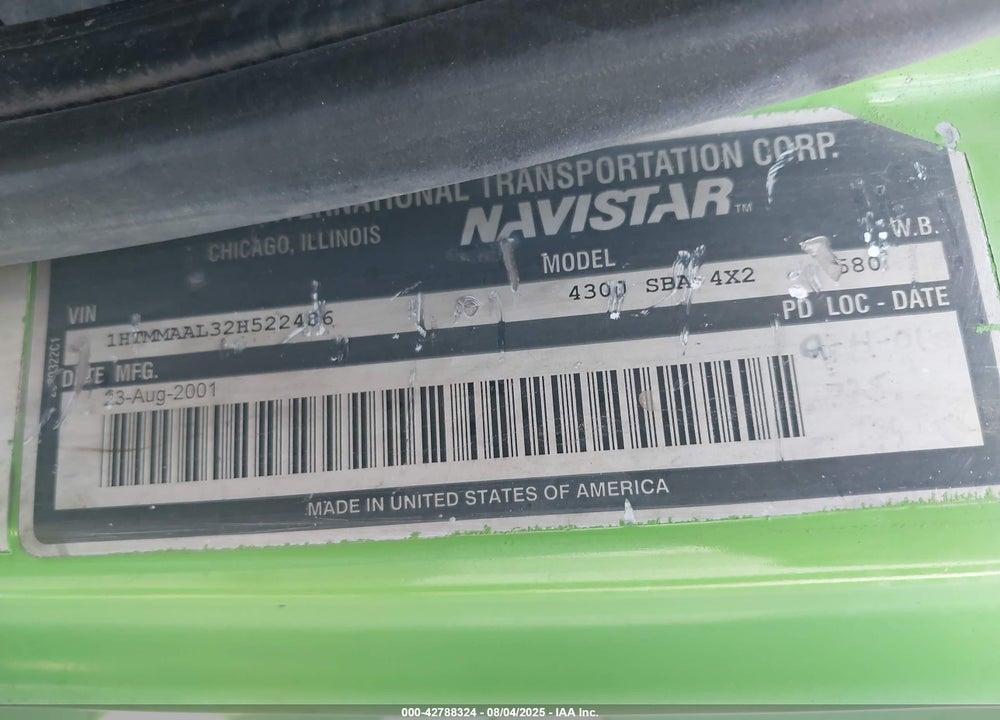 2002 INTERNATIONAL 4000 4300 VIN: 1HTMMAAL32H522486
