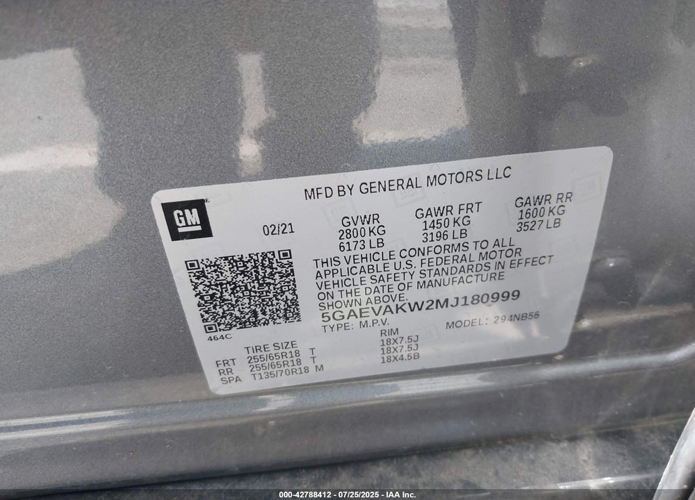 2021 BUICK ENCLAVE AWD ESSENCE VIN: 5GAEVAKW2MJ180999