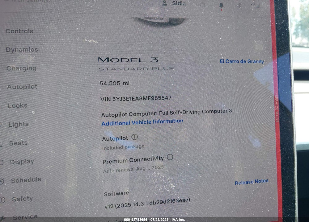 2021 TESLA MODEL 3 VIN: 5YJ3E1EA8MF985547
