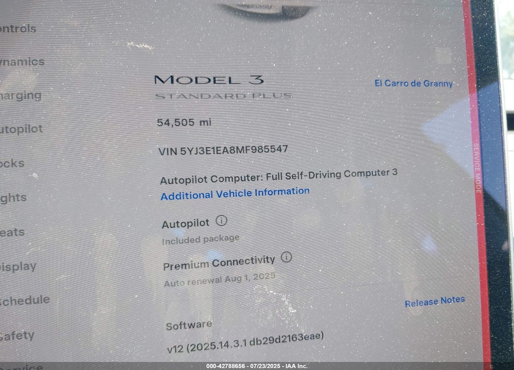 2021 TESLA MODEL 3 VIN: 5YJ3E1EA8MF985547