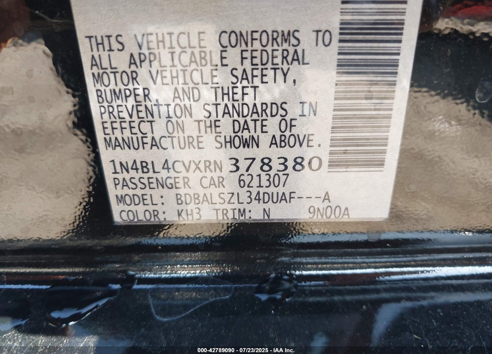 2024 NISSAN ALTIMA VIN: 1N4BL4CVXRN378380