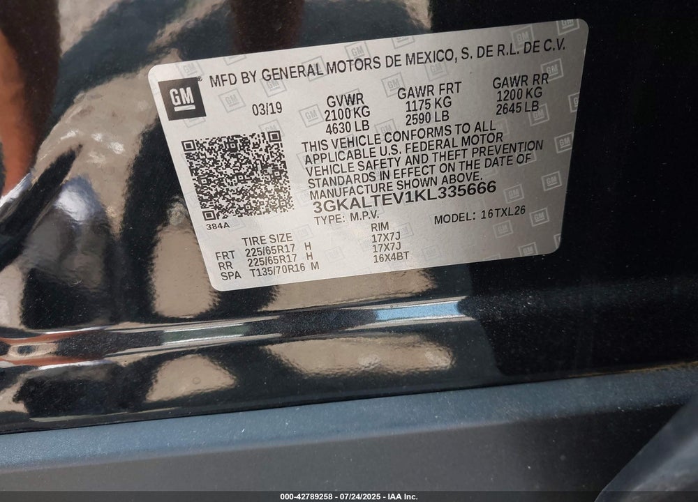 2019 GMC TERRAIN VIN: 3GKALTEV1KL335666
